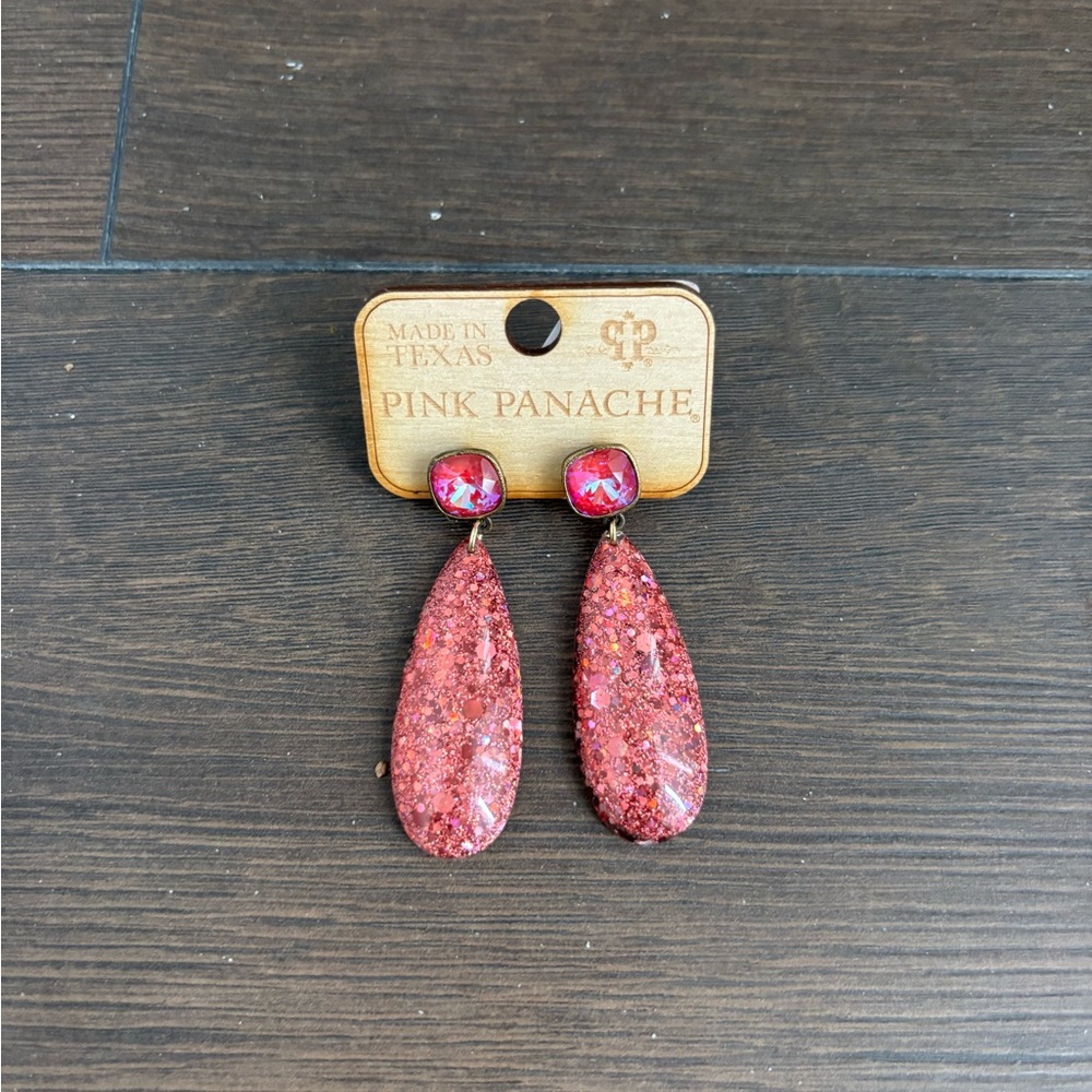 Teardrop pink earrings glitter earrings by Pink Panache